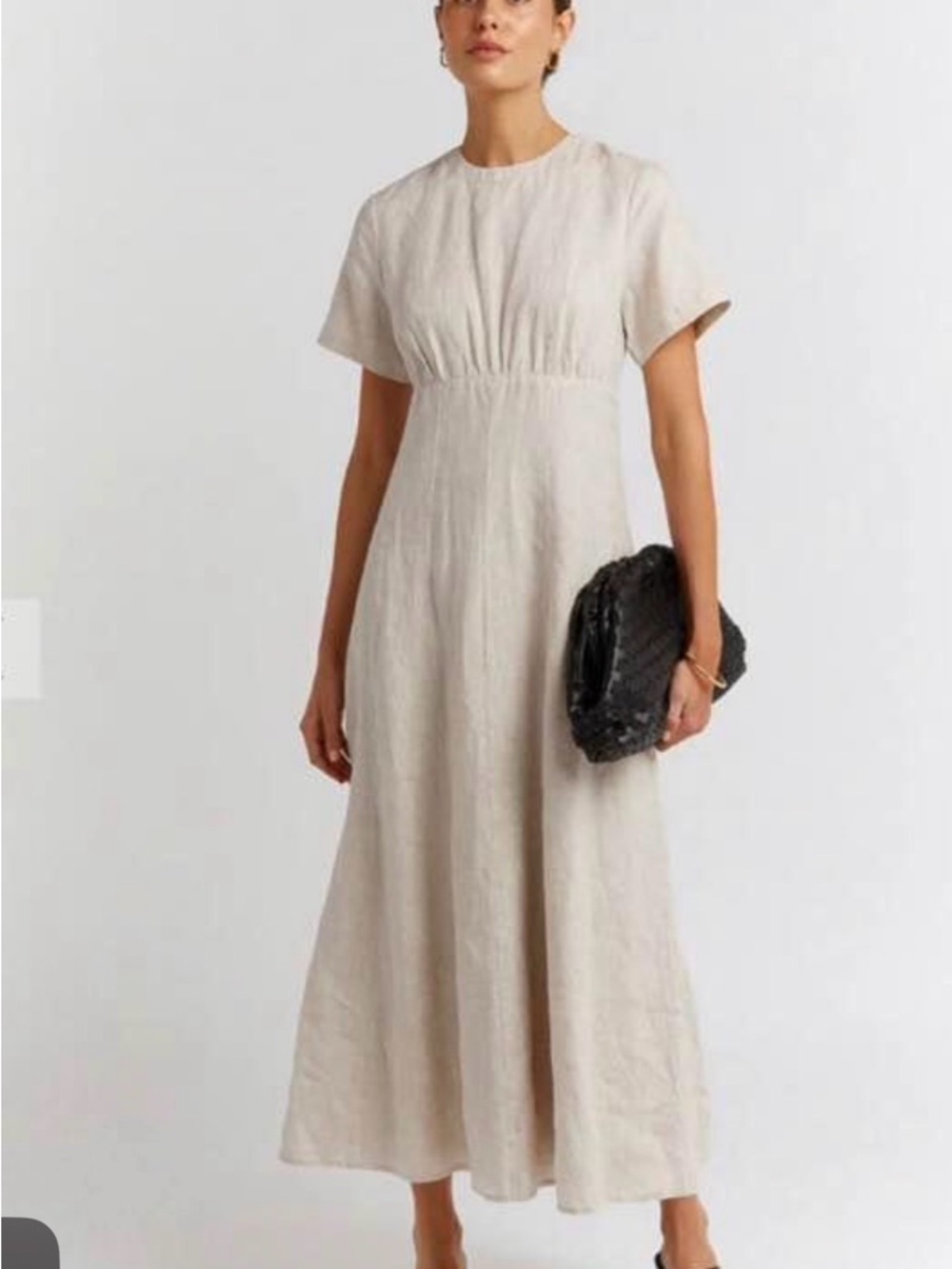 Dissh Jayde 100% Linen MIDI dress Women's Cream Short-Sleeve Linen Maxi Dress